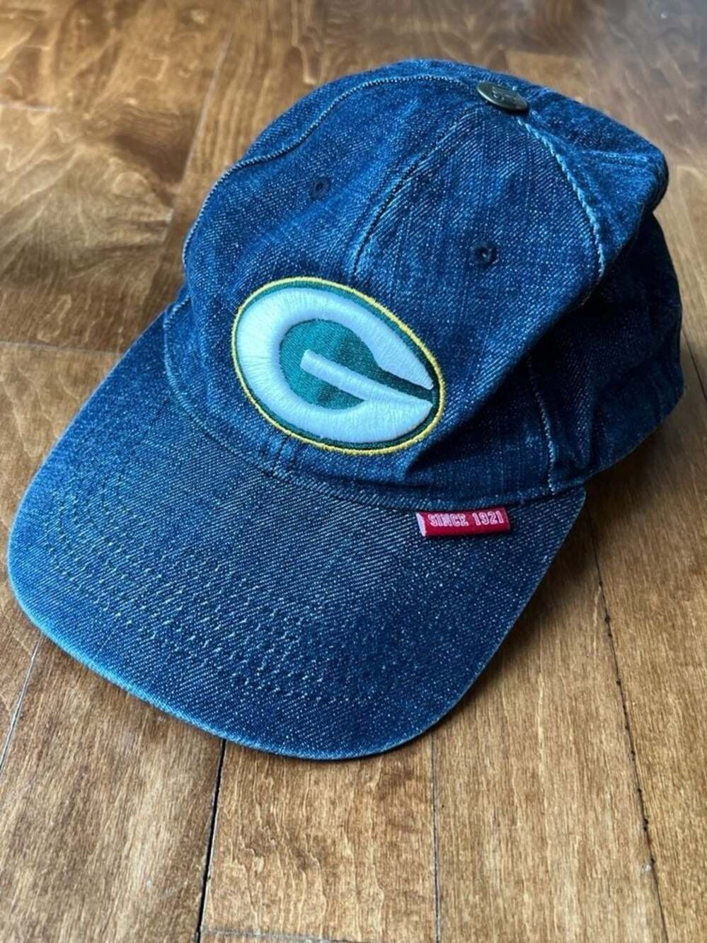 Vintage Green Bay Packers Denim Jean Strapback Hat NFL Since‎ 1921